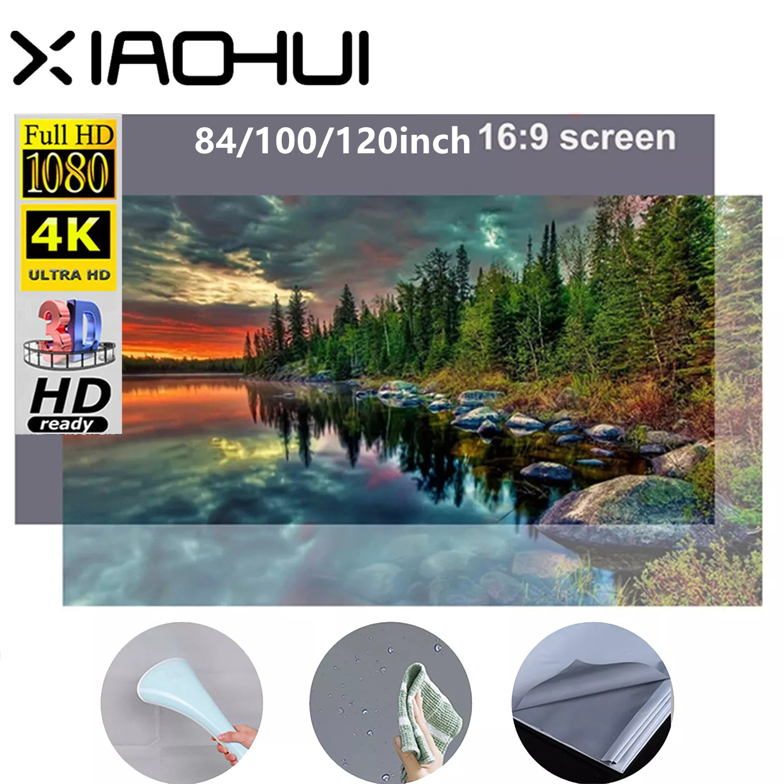 XIAOHUI Anti-light Thick HD Pr - Projector Screen 100 Inch recension och pris