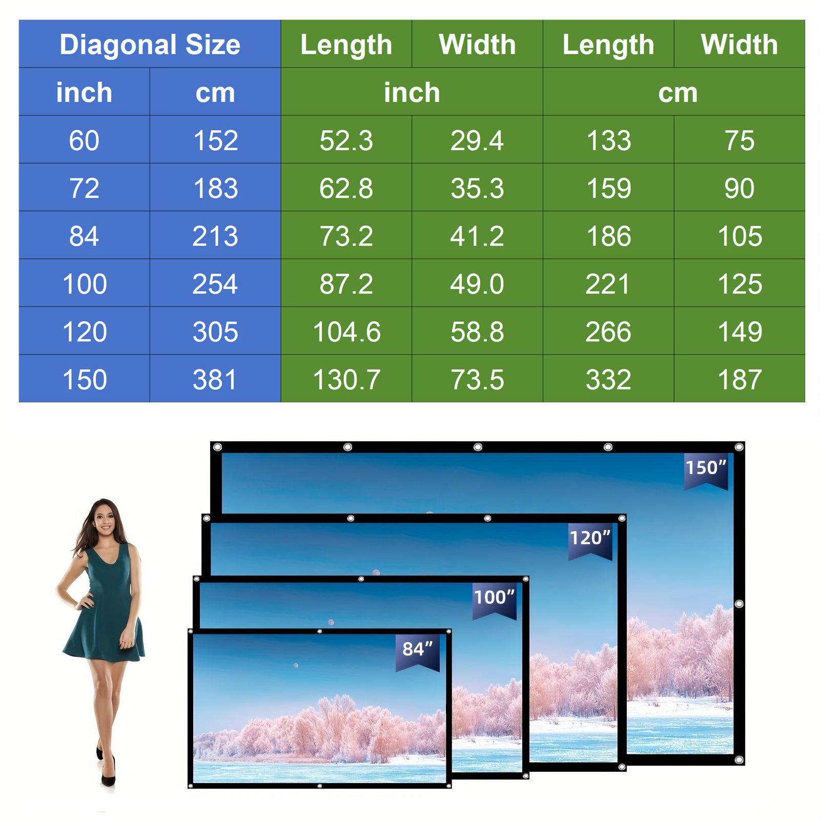 60 72 100 120 150 Inch 16:9 Po - Projector Screen 100 Inch recension och pris