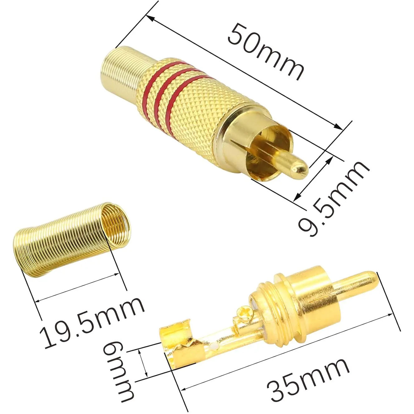 4PCS RCA Plug Gold Plated Sold - Home Cinema Equipment recension och pris